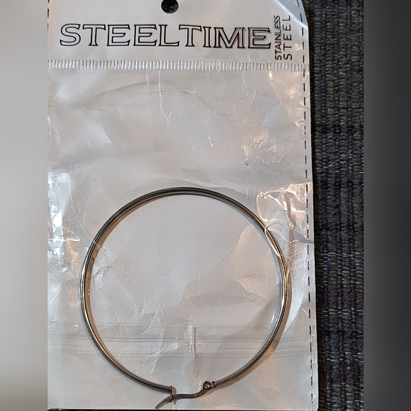 Large Stainless Steel Hoop Earrings...Free Smaller Set With Purchase - Picture 2 of 2